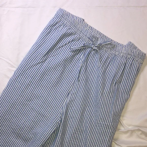 Silhouettes, Blue Stripe, Seersucker, Drawstring, Women’s 3X, Cargo Pockets - Picture 2 of 6